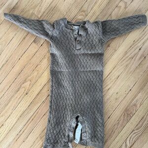 Cozy Brown Knit Baby Bodysuit